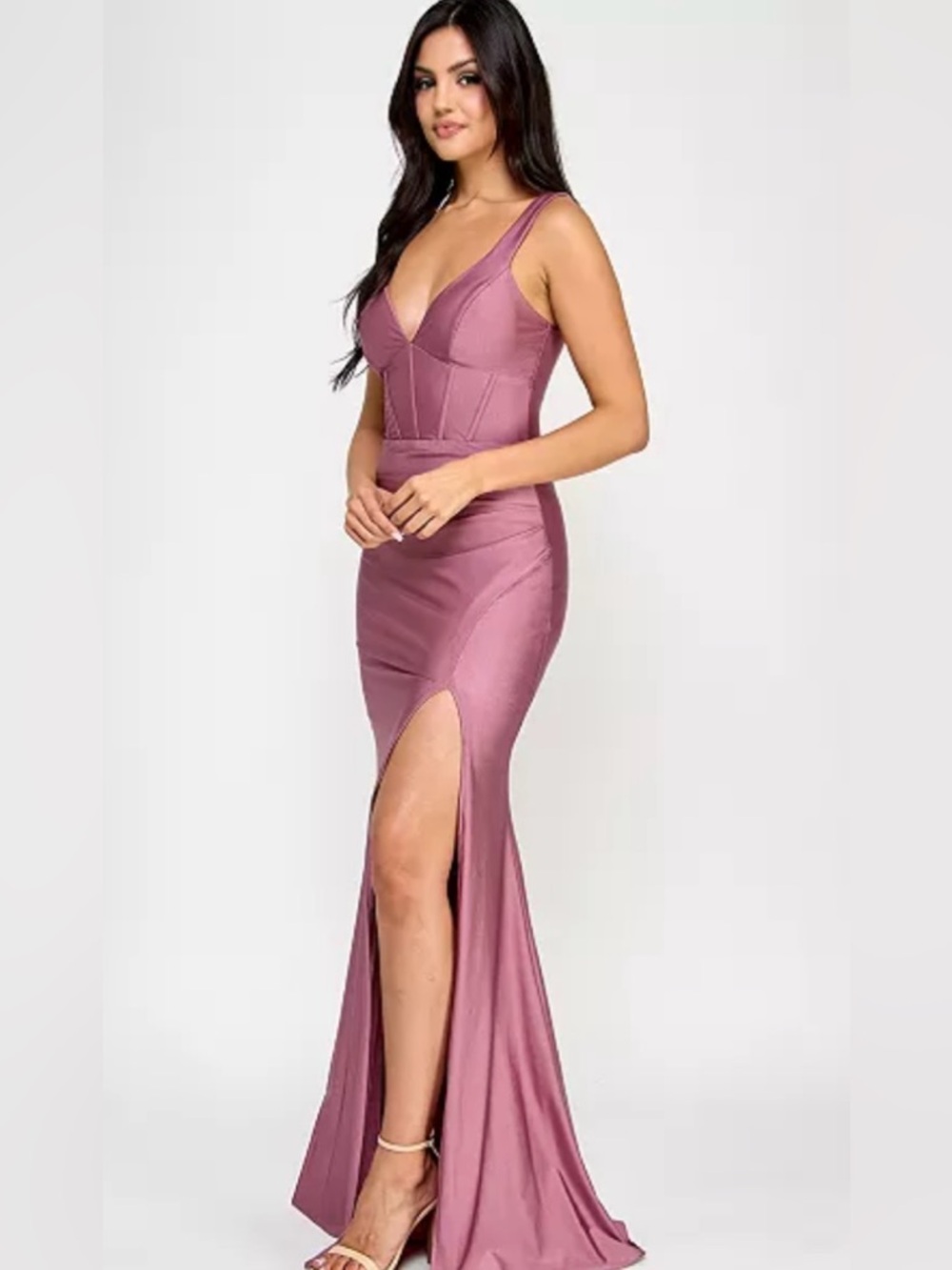 Mauve dress with thigh slit